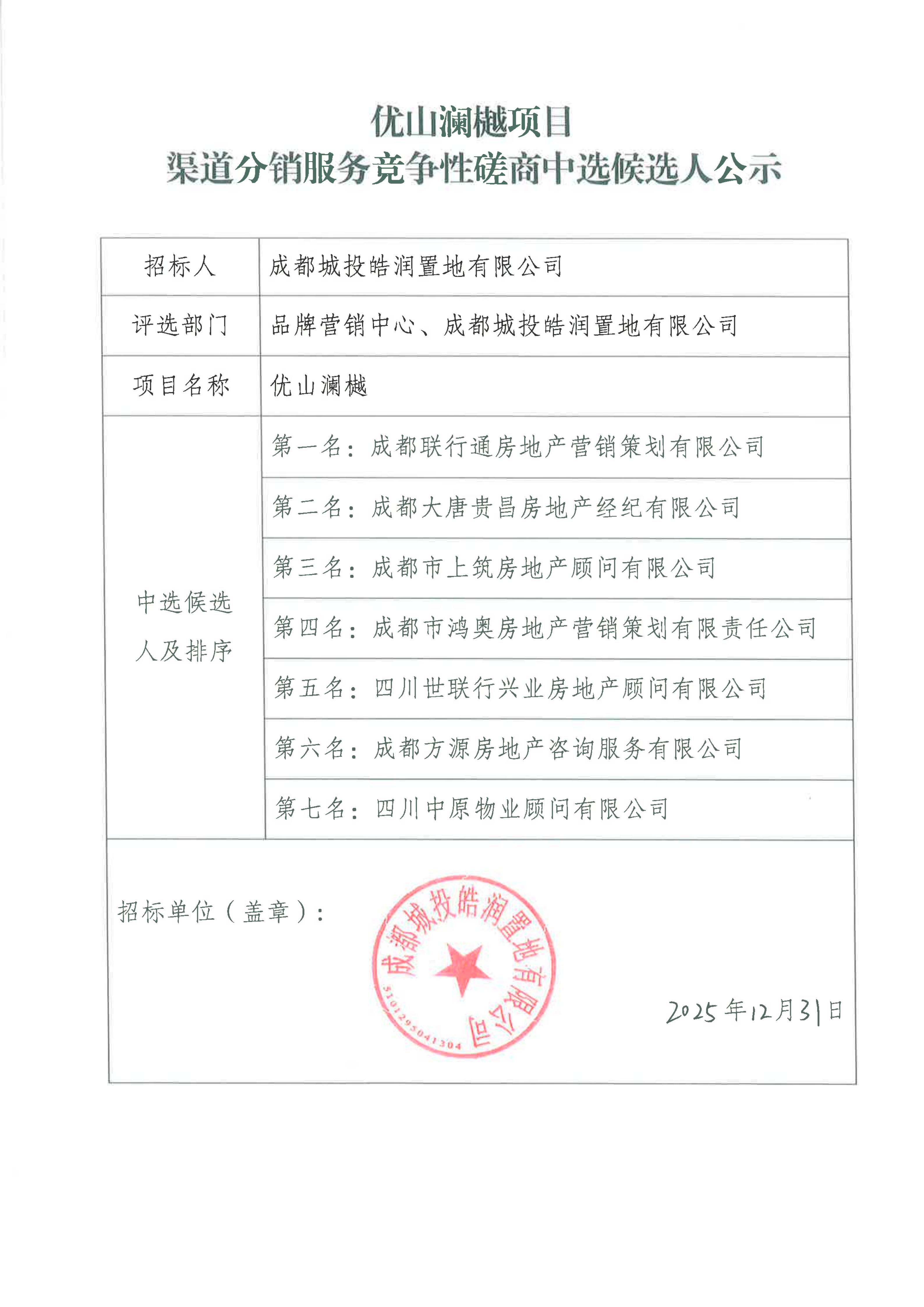 优山澜樾项目渠道分销服务竞争性磋商中选候选人公示_01