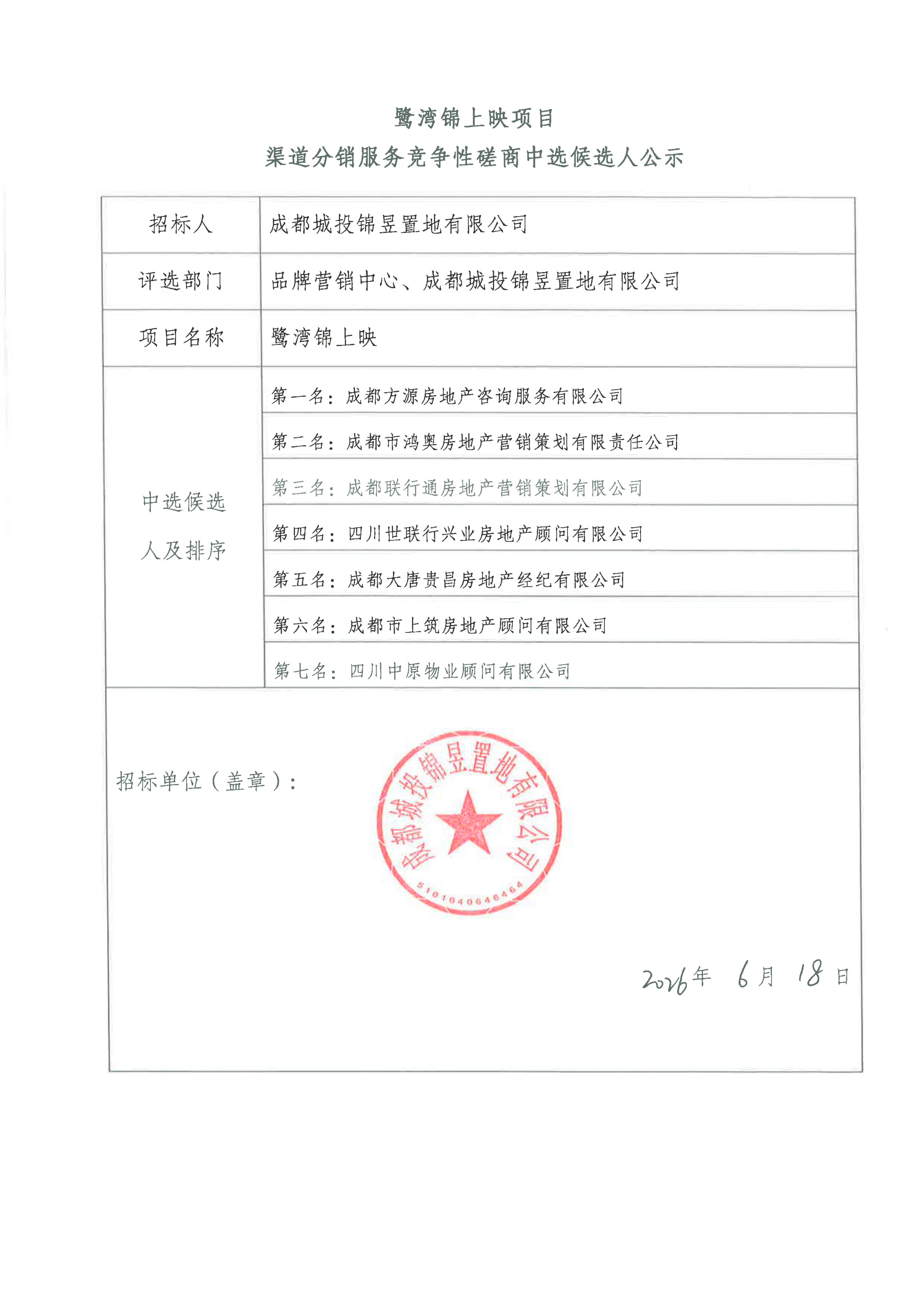 鹭湾锦上映项目渠道分销服务竞争性磋商中选候选人公示_01